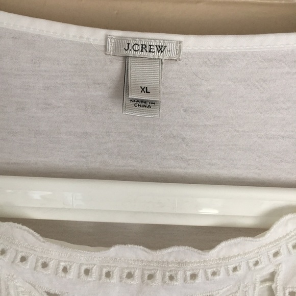 J Crew Cream front lace blouse back t-shirt short sleeves size XL - Picture 4 of 5